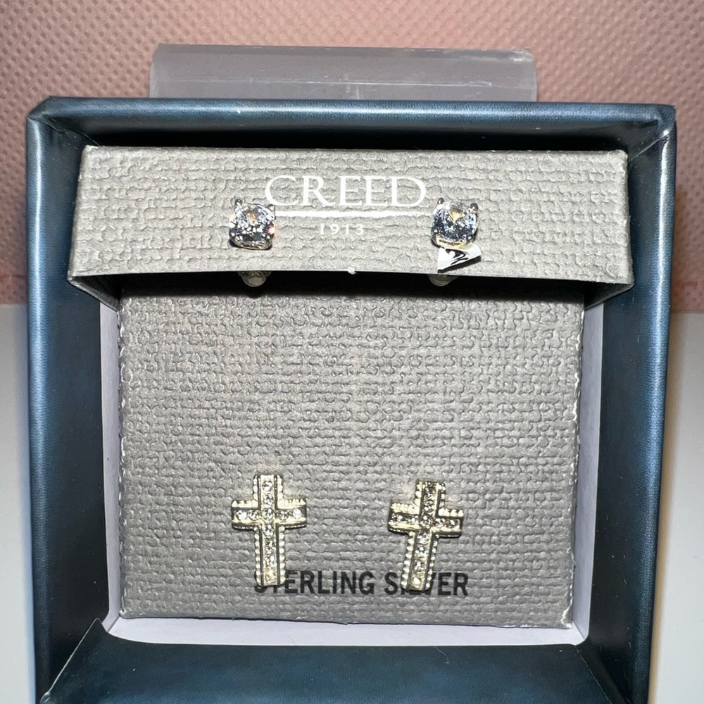 Creed Sterling Silver Cross Earrings